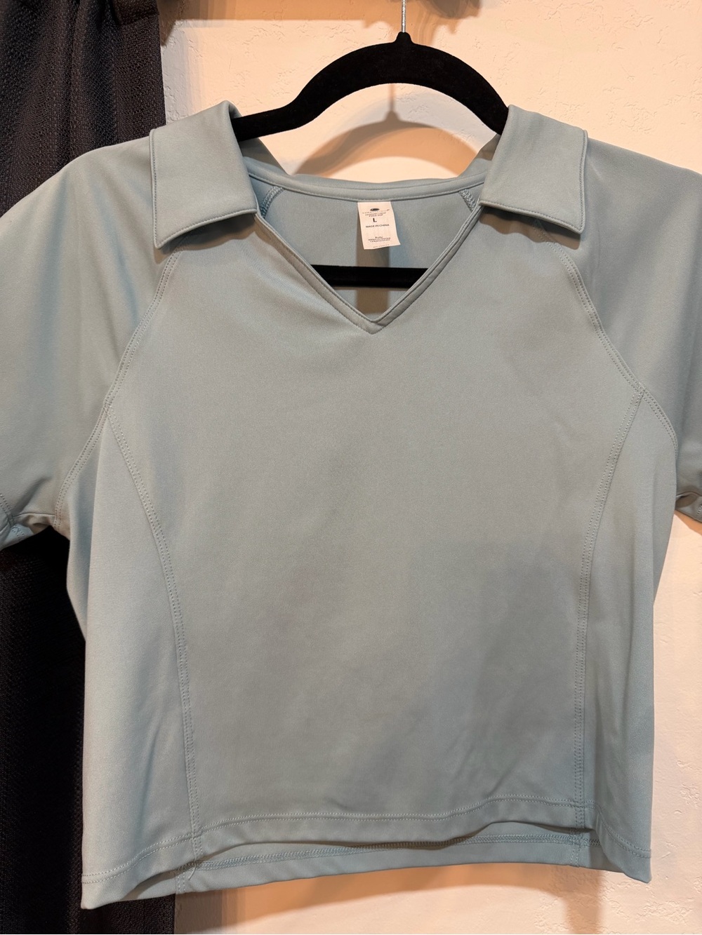 Yogalicious Light Blue Collared V-Neck Short Sleeve Top